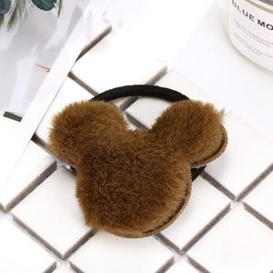 Adorable Mickey shape faux fur hair ties (7 colors)