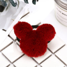 Adorable Mickey shape faux fur hair ties (7 colors)