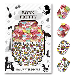 Dessert water nail decal stickers  - set of 5 sheets